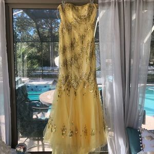 Sunshine yellow mermaid Precious Formals dress.